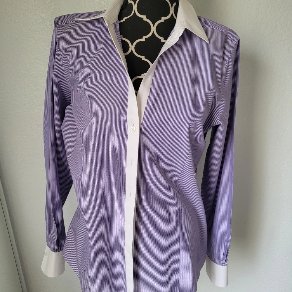 Book and Brothers long sleeve dress shirt color purple and white Size 14 - Picture 1 of 3